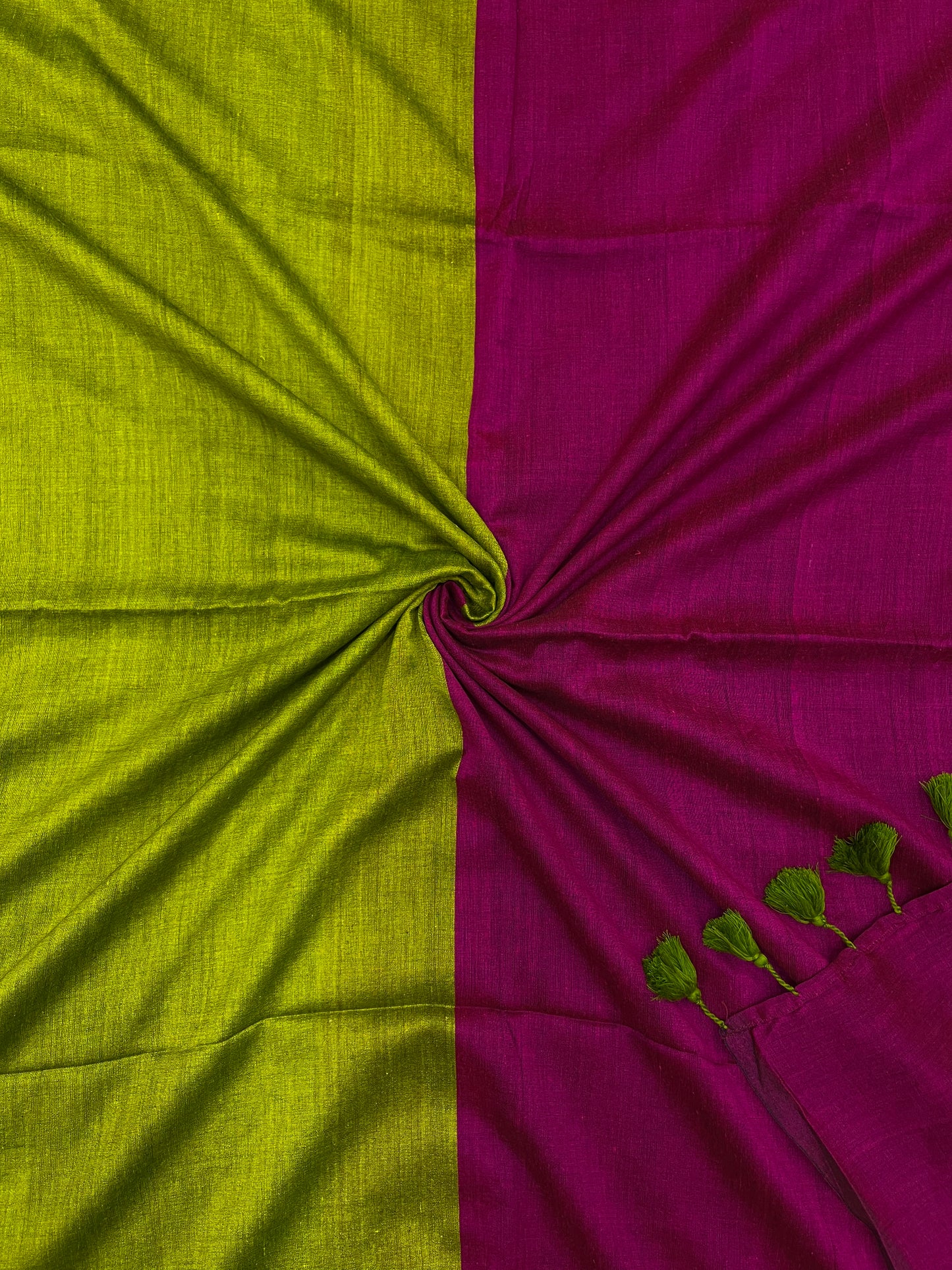 Magenta Green Acrylic Cotton Saree