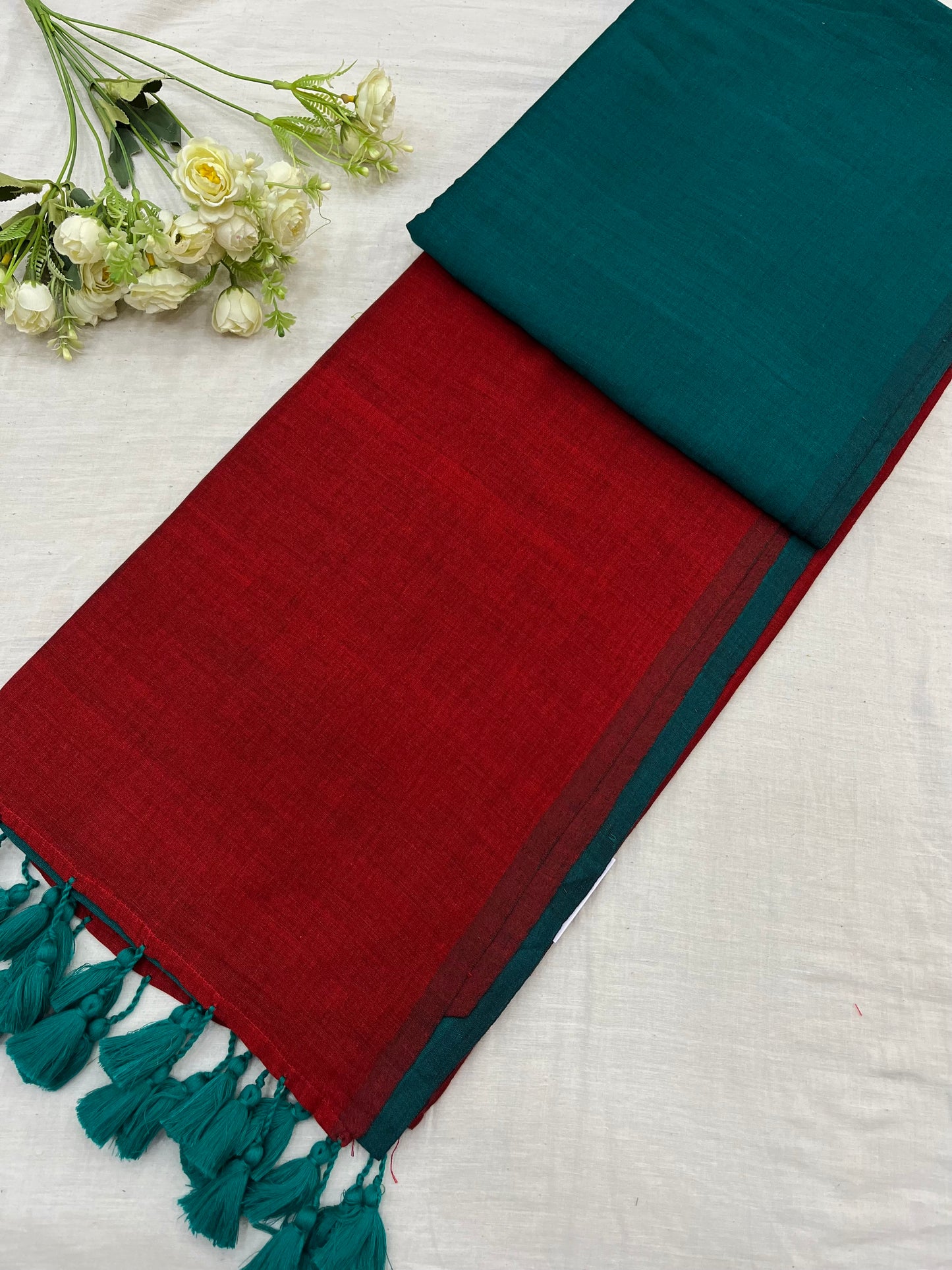 Maroon Rama Acrylic Cotton Saree