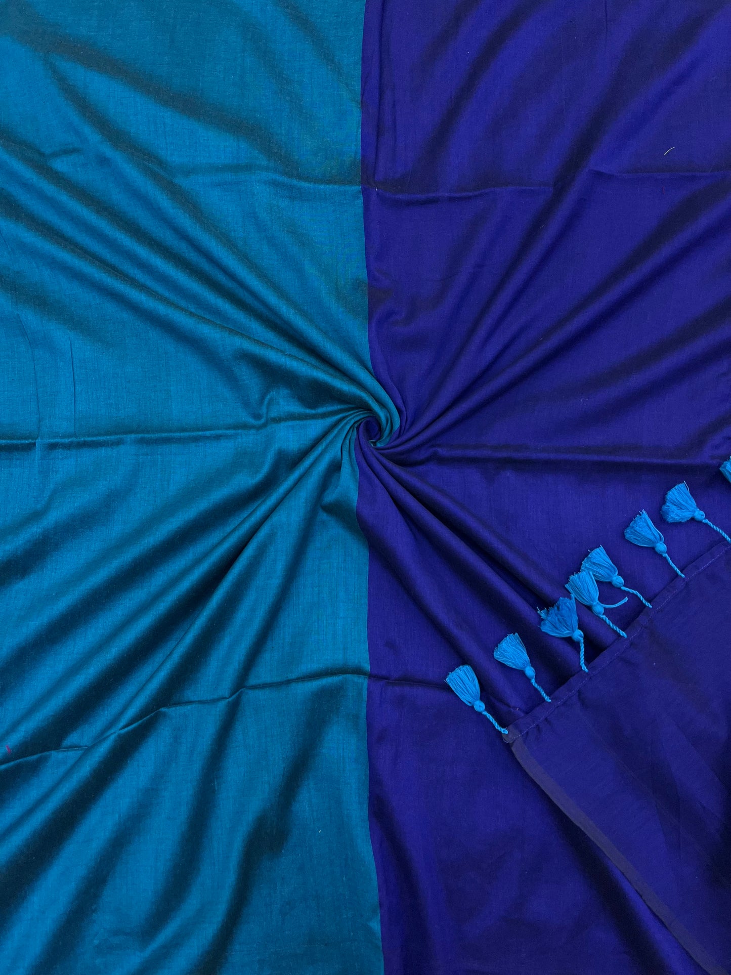 Teal Blue Acrylic Cotton Saree