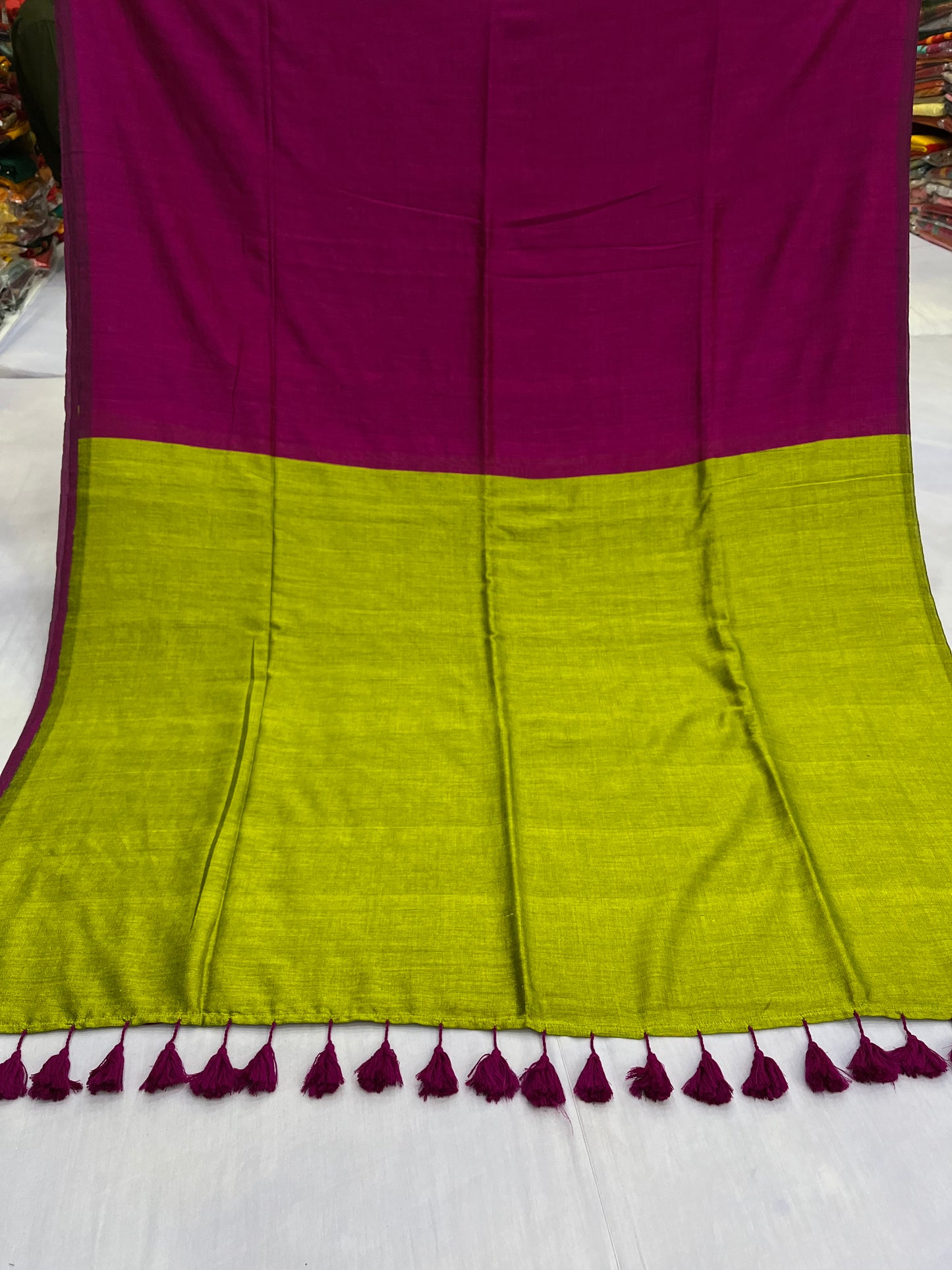 Sneha Magenta Acrylic Cotton Saree