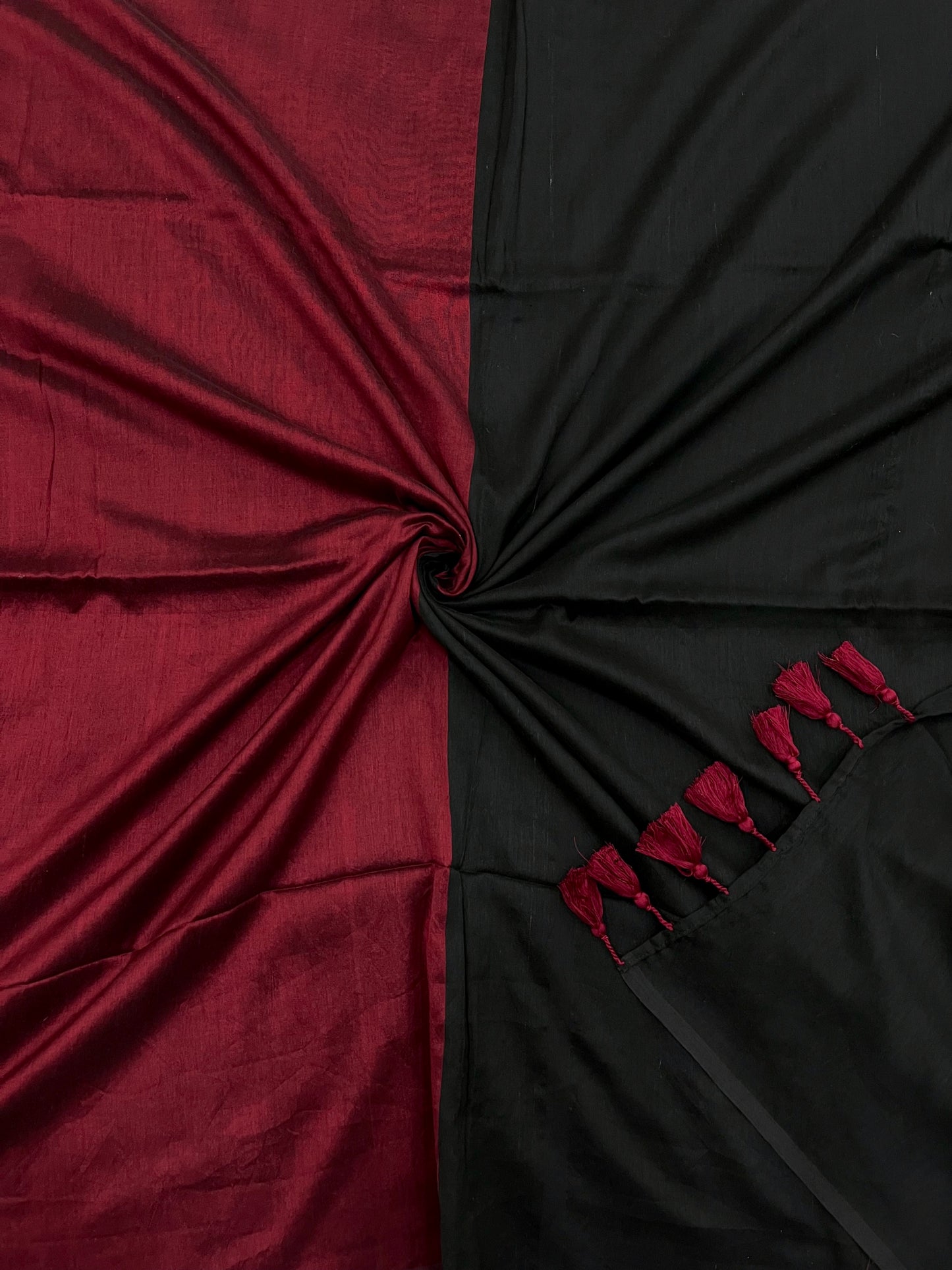 Maroon Black Acrylic Cotton Saree