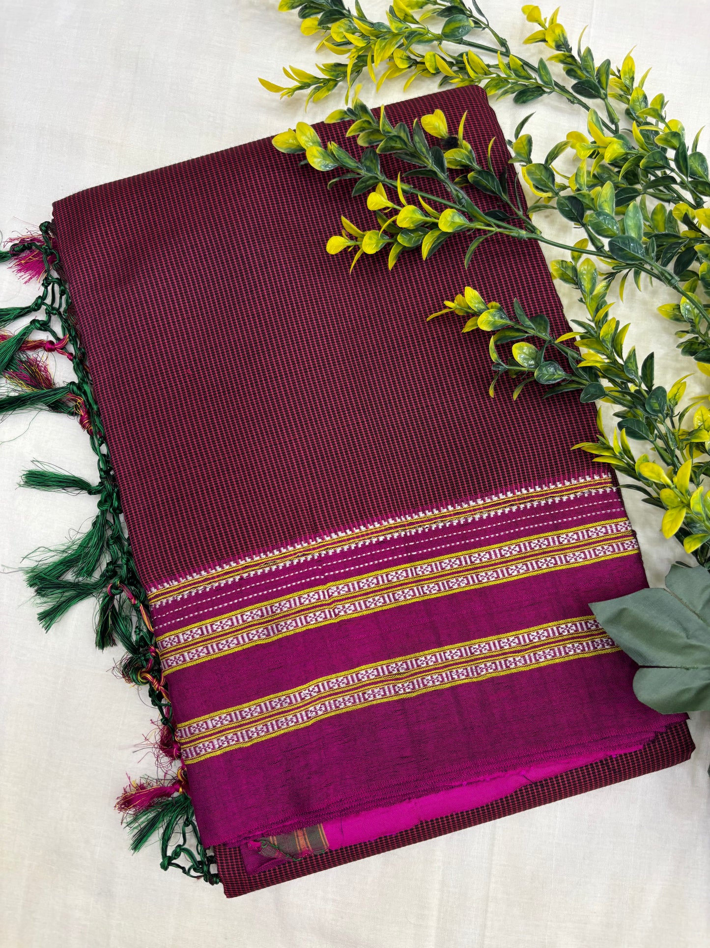 Maroon Magenta Checks Ilkal Saree