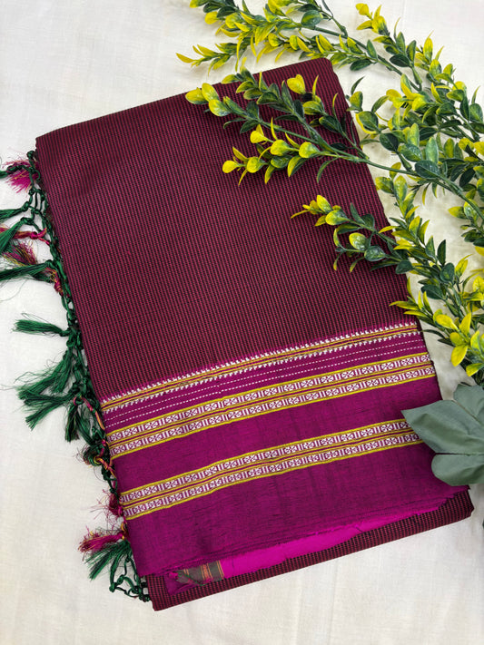 Maroon Magenta Checks Ilkal Saree