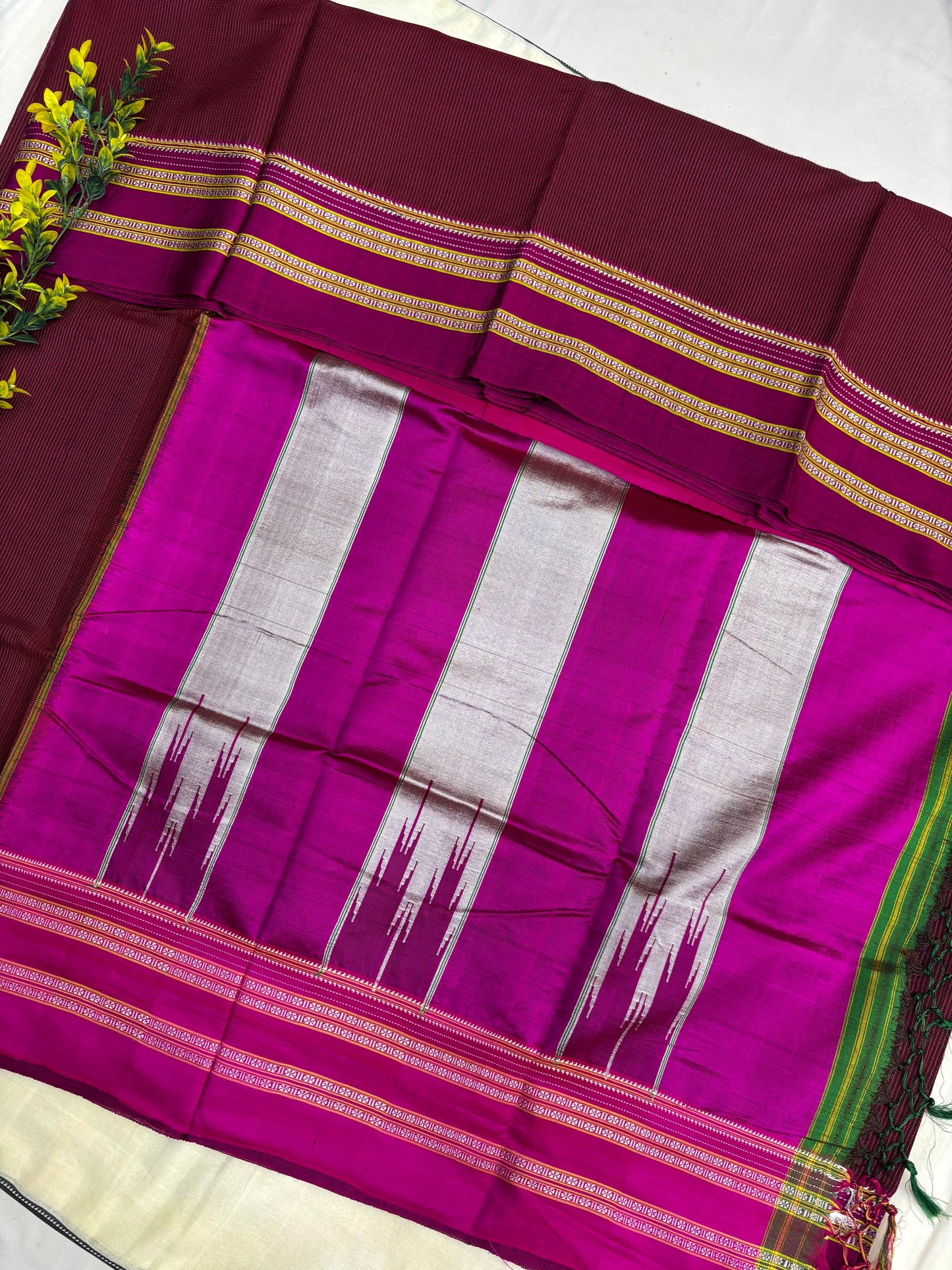 Maroon Magenta Checks Ilkal Saree