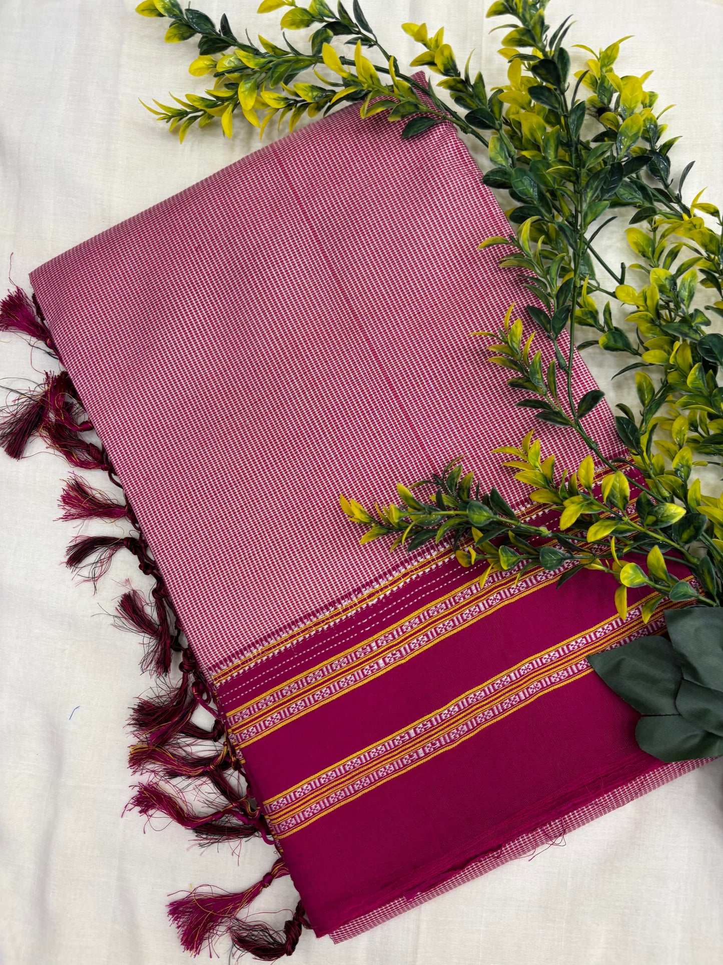 Pink Micro Checks Ilkal Saree