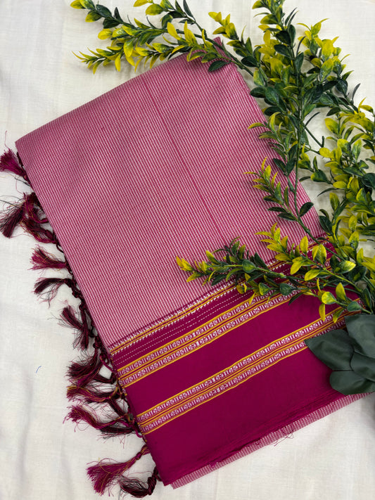 Pink Micro Checks Ilkal Saree