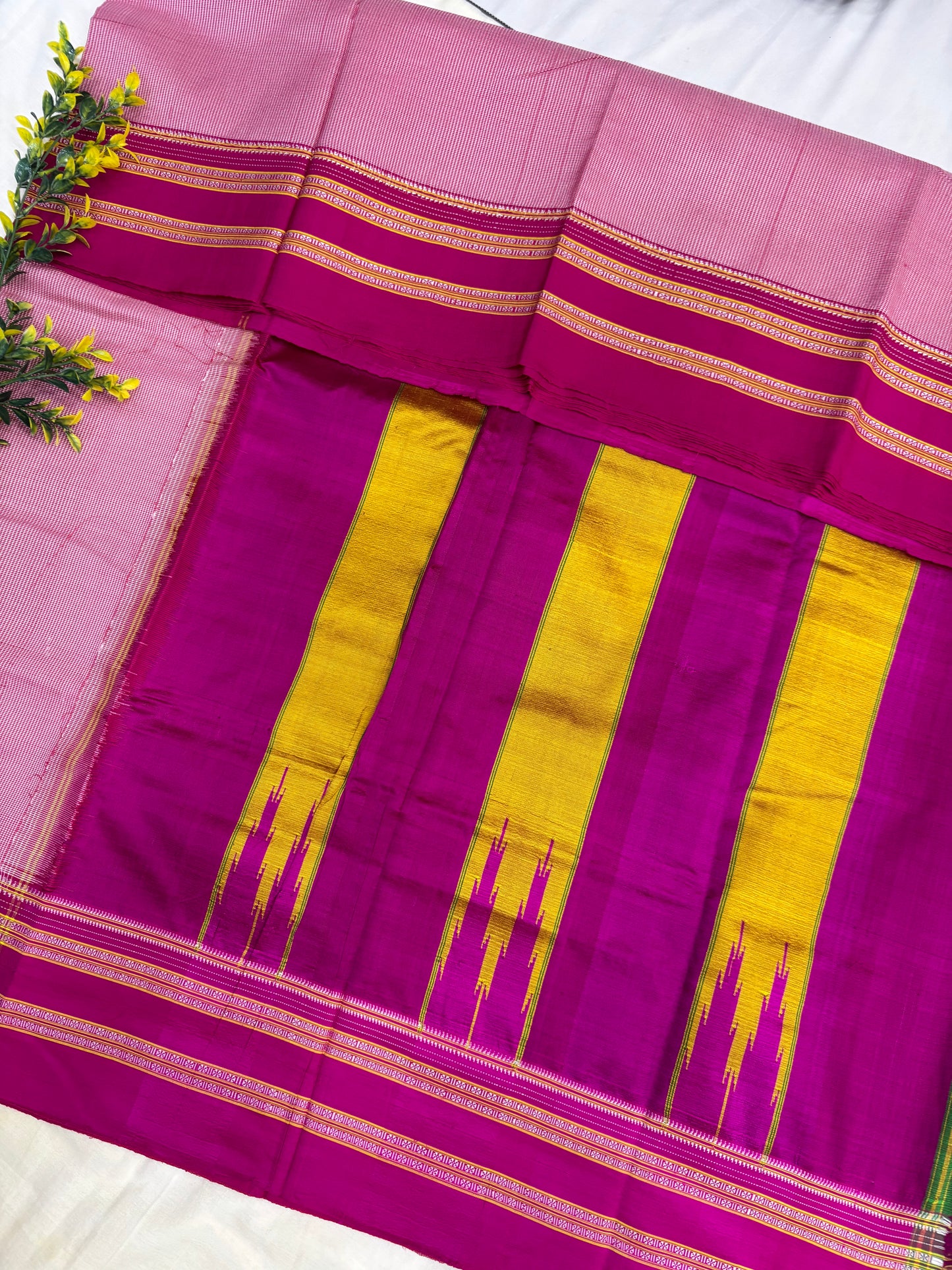 Pink Micro Checks Ilkal Saree