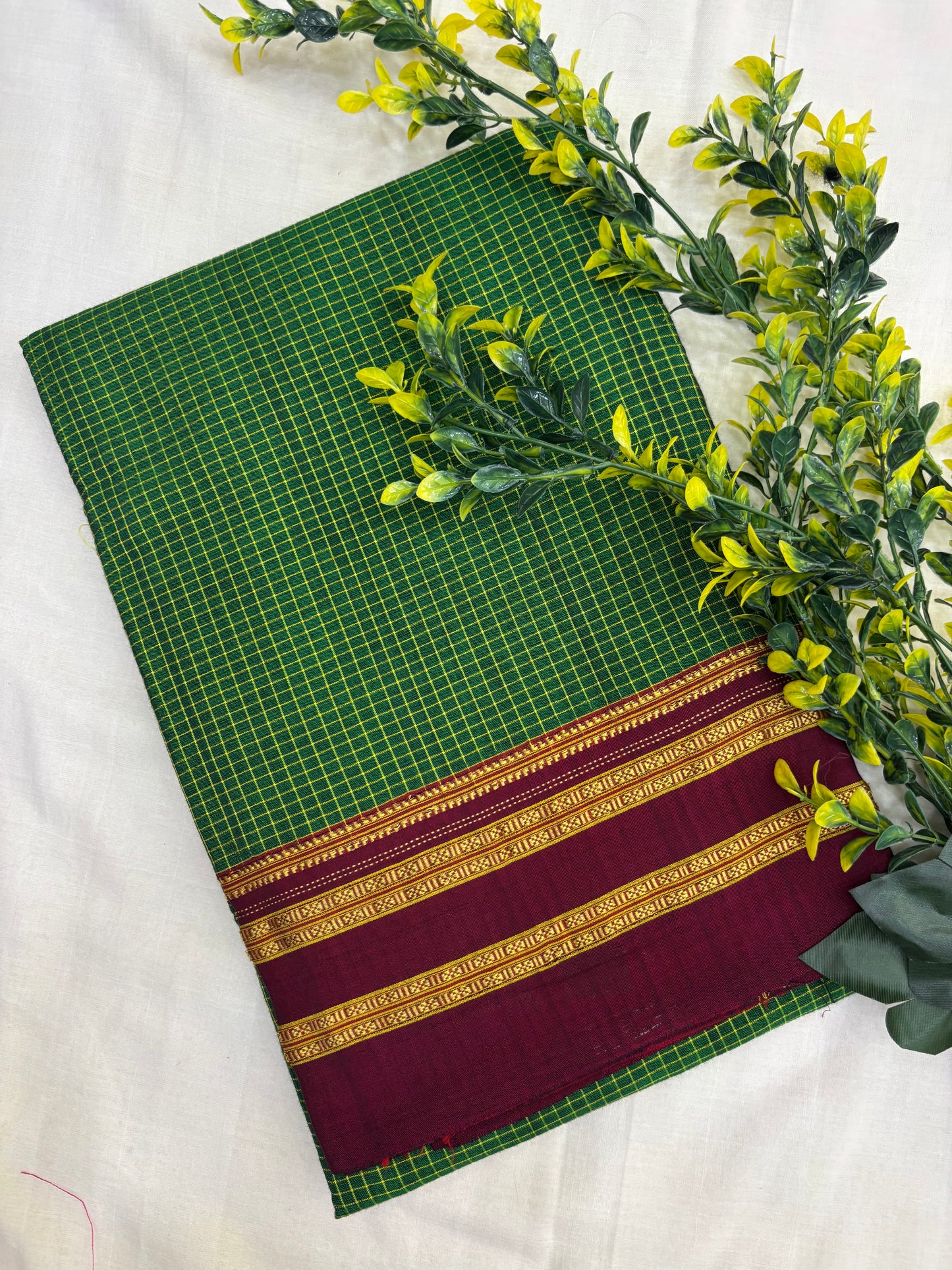 Green Maroon Checks Ilkal Saree