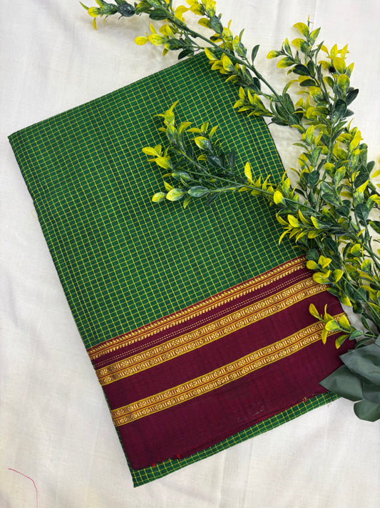 Green Maroon Checks Ilkal Saree