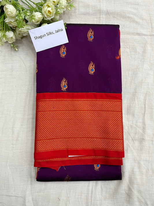 Wine Red Kajree Paithani Silk Saree