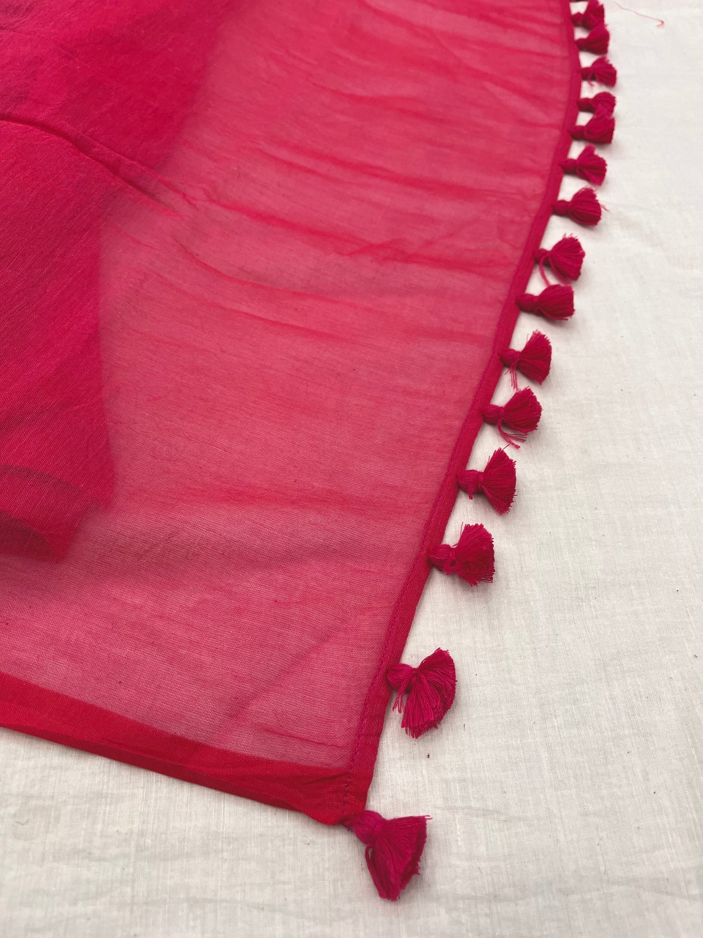 Hot Pink Mulmul Saree