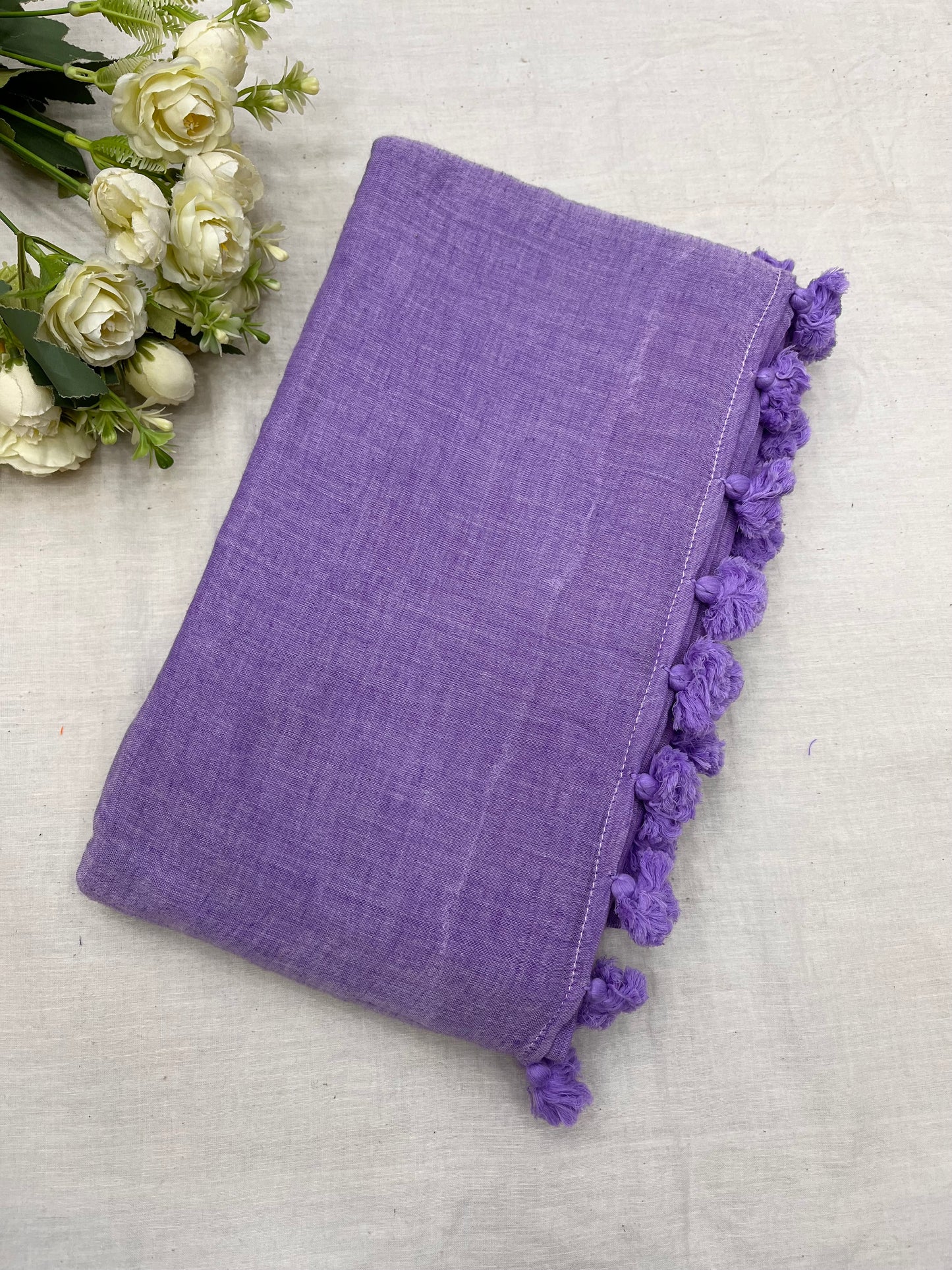 Lavender Mulmul Saree