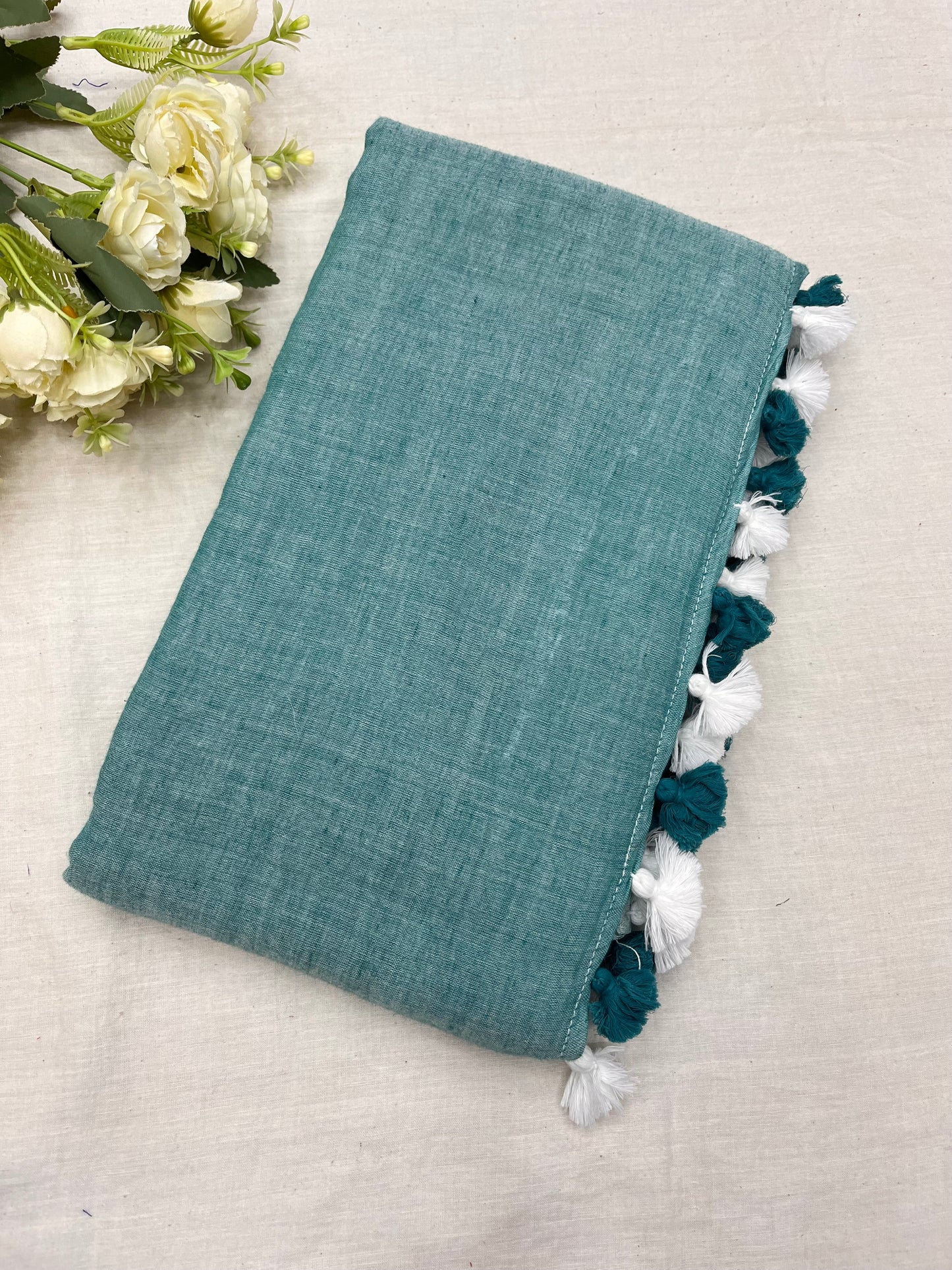 Sea Green Mulmul Saree