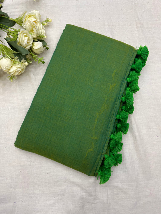 Heena Green Mulmul Saree