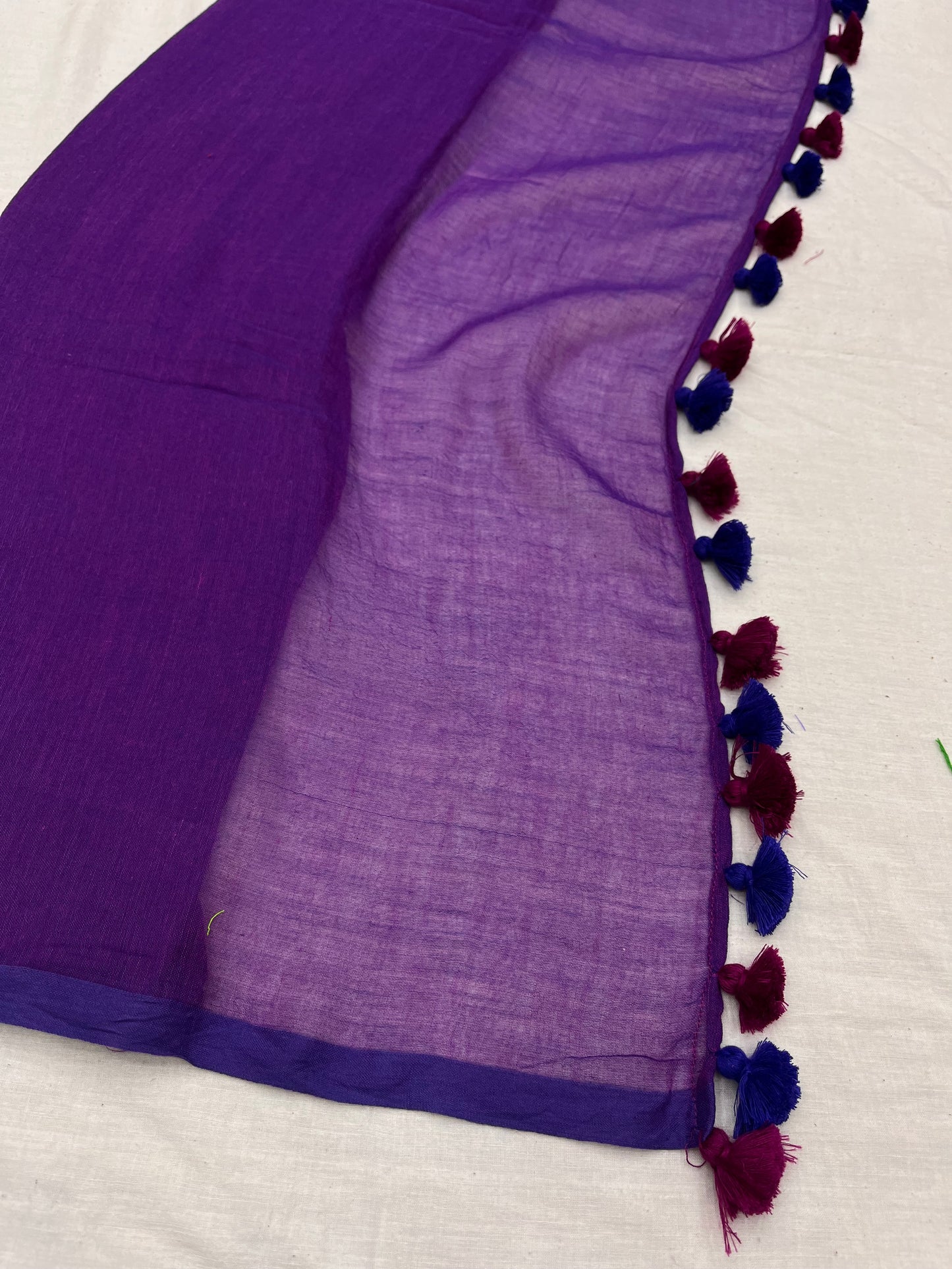 Dark Orchid Mulmul Saree