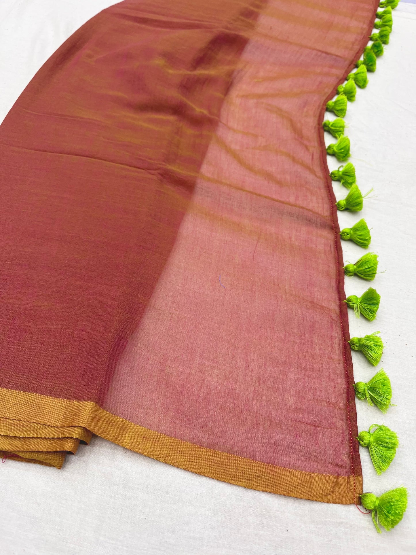 Rustic Green Mulmul Saree