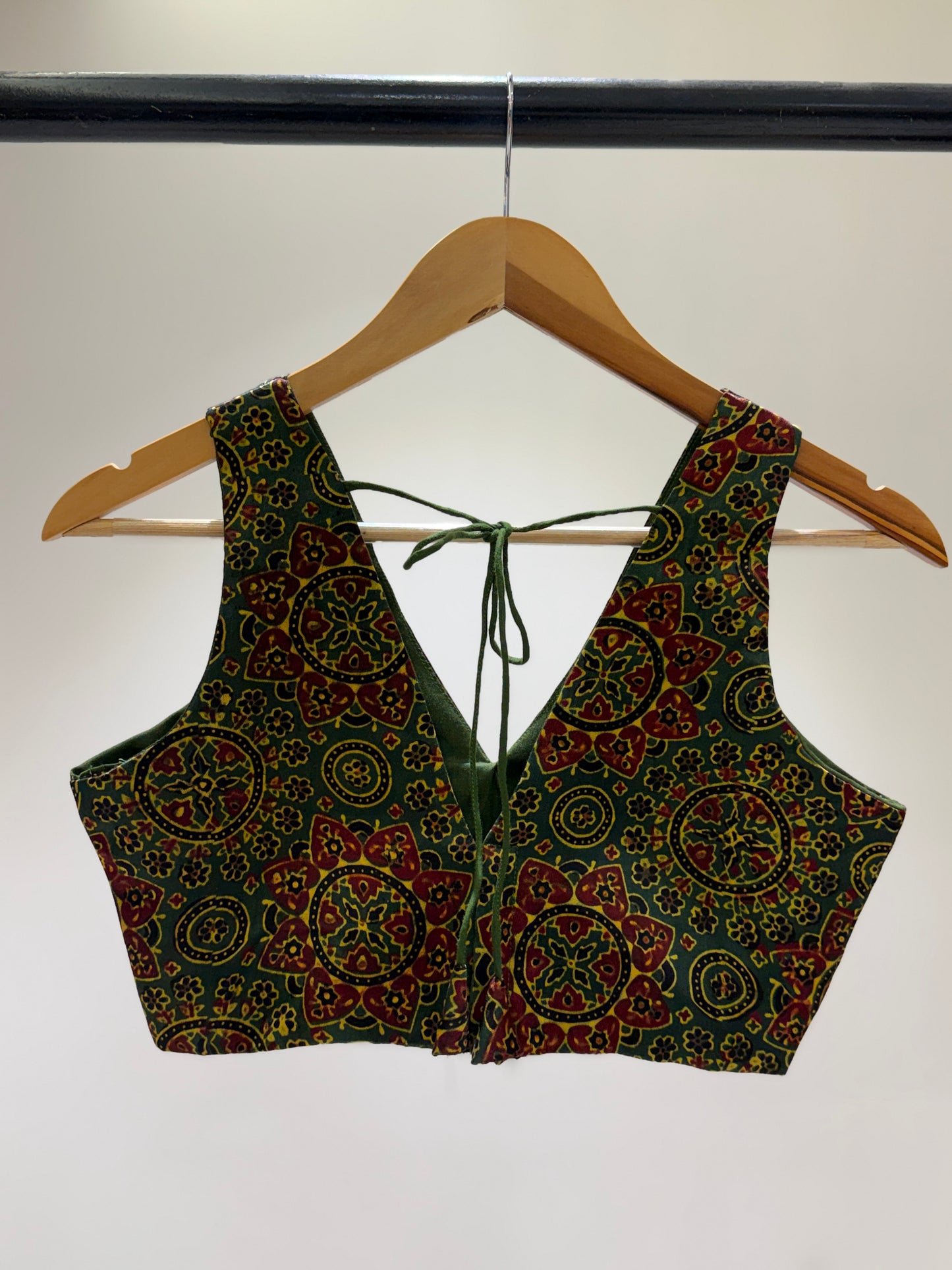 Green Modal Silk V-Neck Sleeveless Blouse