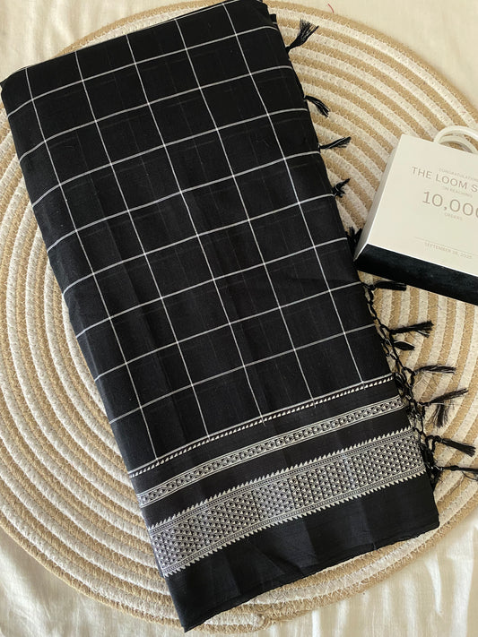 Black Checks H/L ilkal Cotton Saree