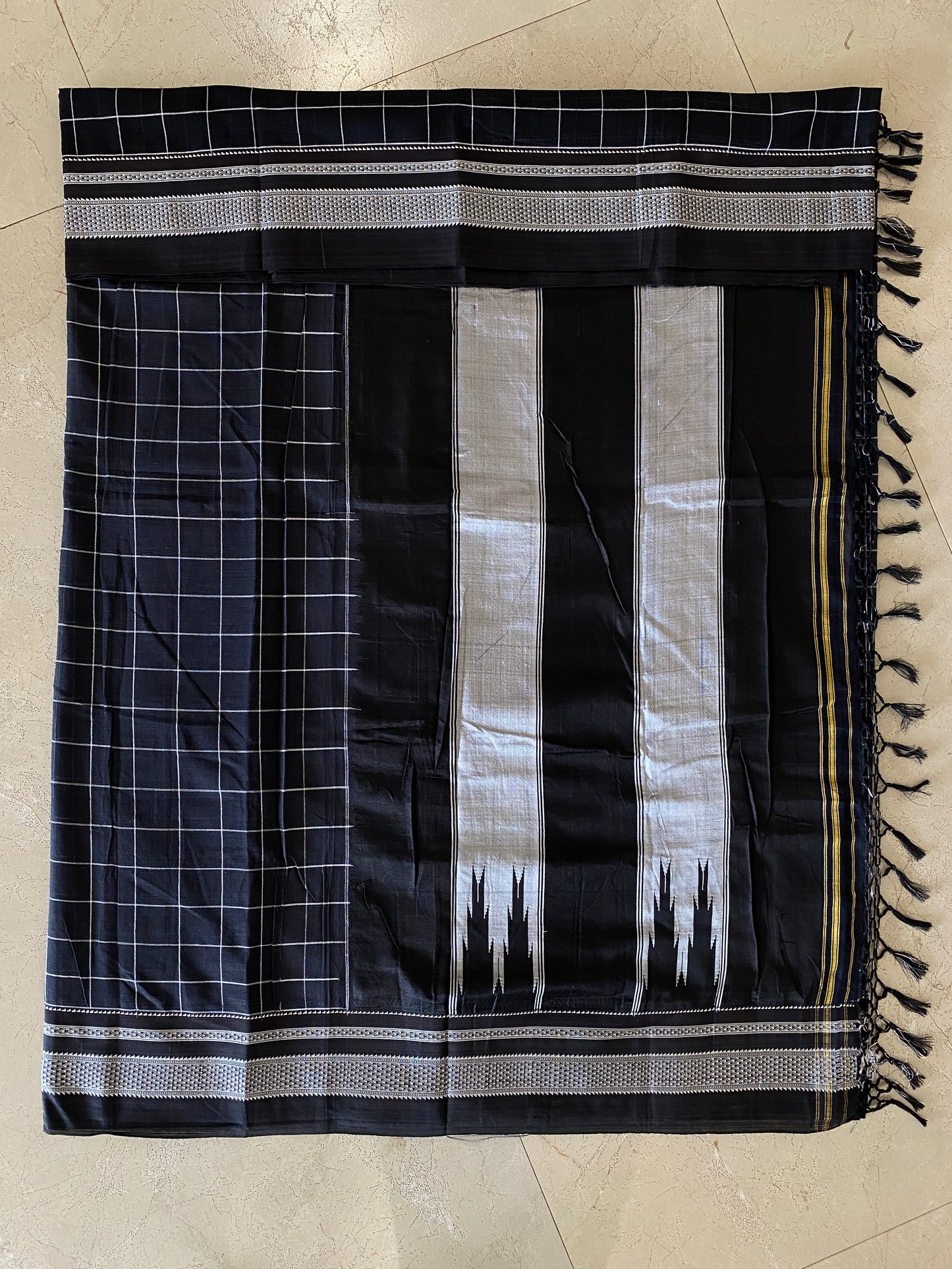 Black Checks H/L ilkal Cotton Saree