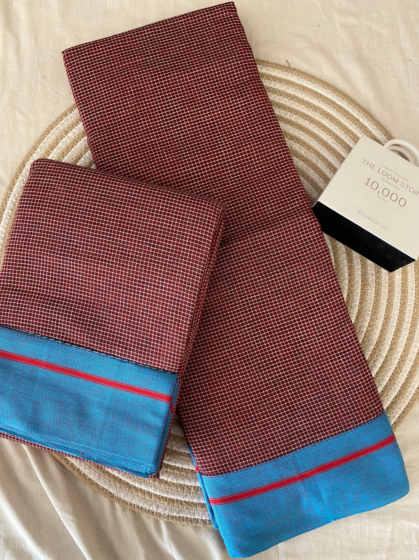 Brown Blue Patteda Anchu Saree