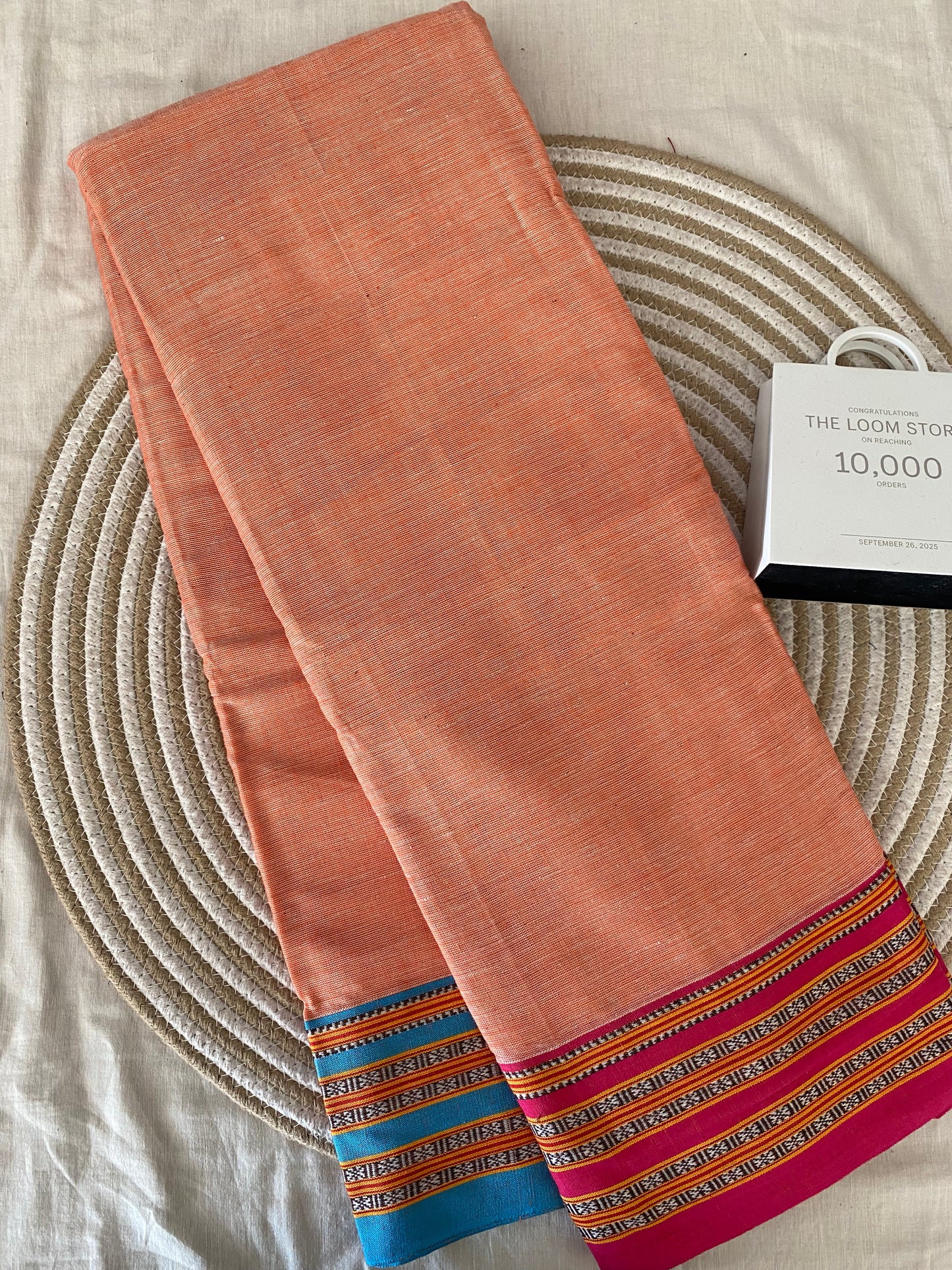 Peach Gadi Dadi Patteda Anchu Saree