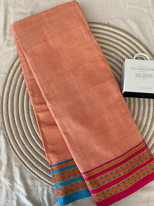 Peach Gadi Dadi Patteda Anchu Saree