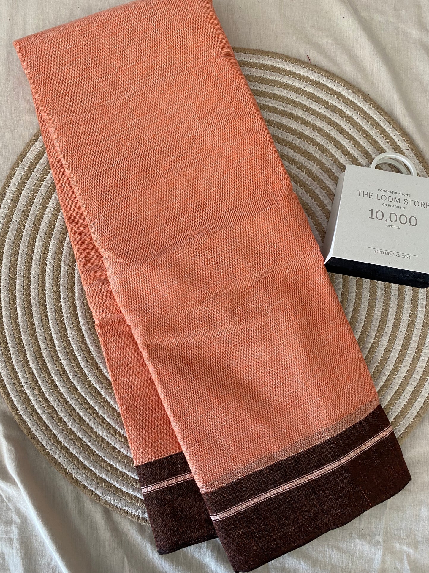 Peach Brown Patteda Anchu Saree