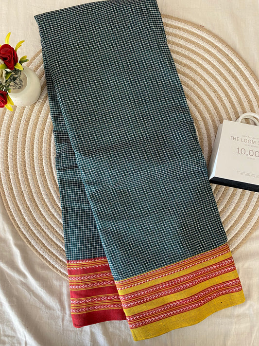 Green Gomi Teni Border Patteda Anchu Saree