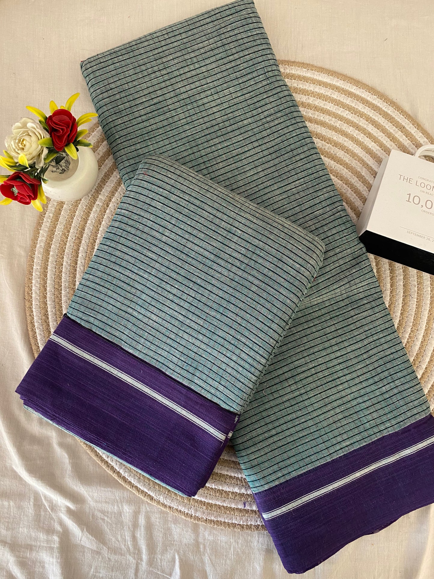 Matcha Voilet Patteda Anchu Saree