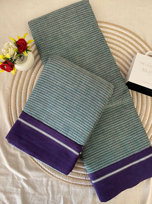 Matcha Voilet Patteda Anchu Saree
