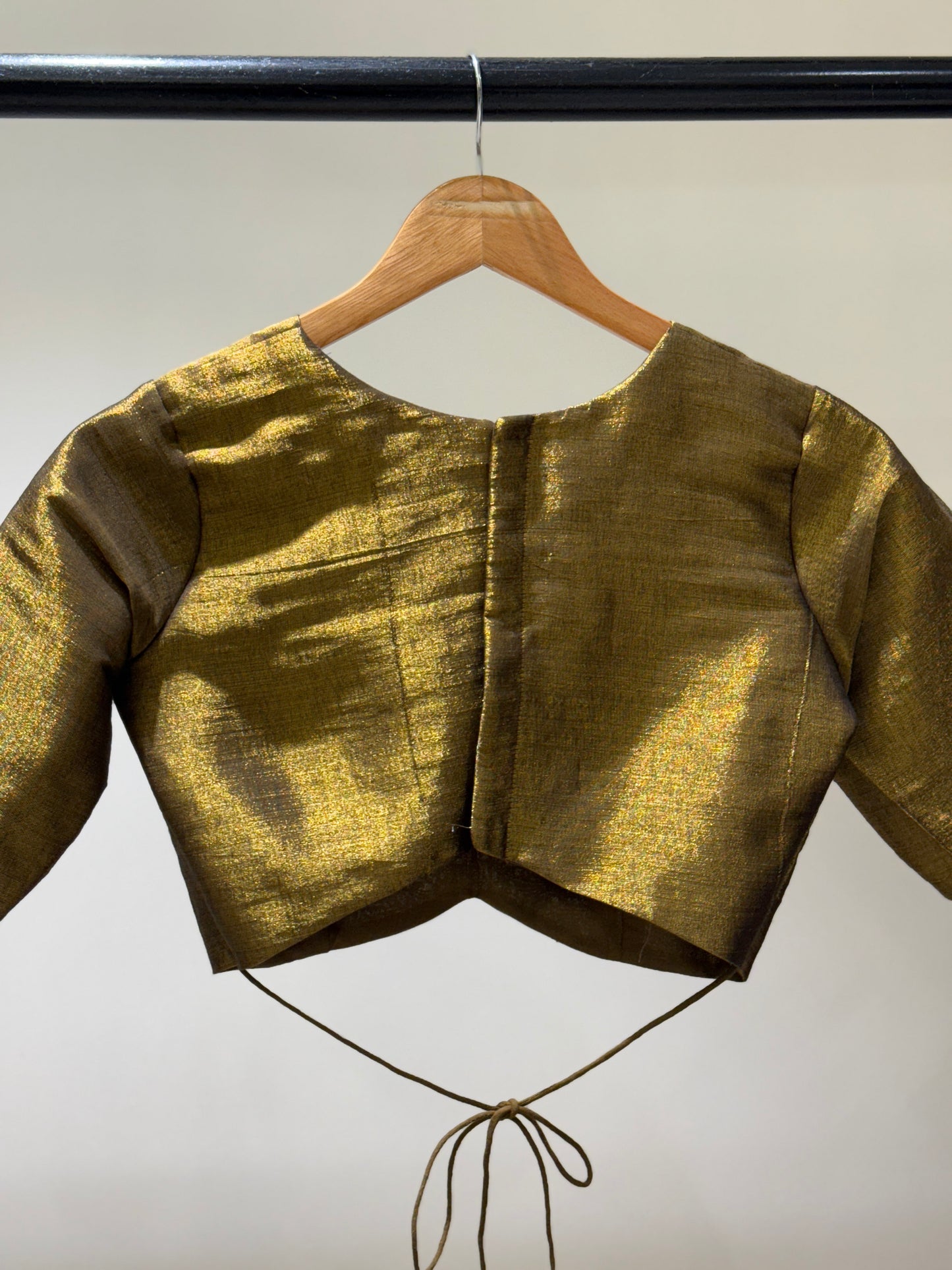 Antique Gold Butterfly Tissue Mulmul Blouse