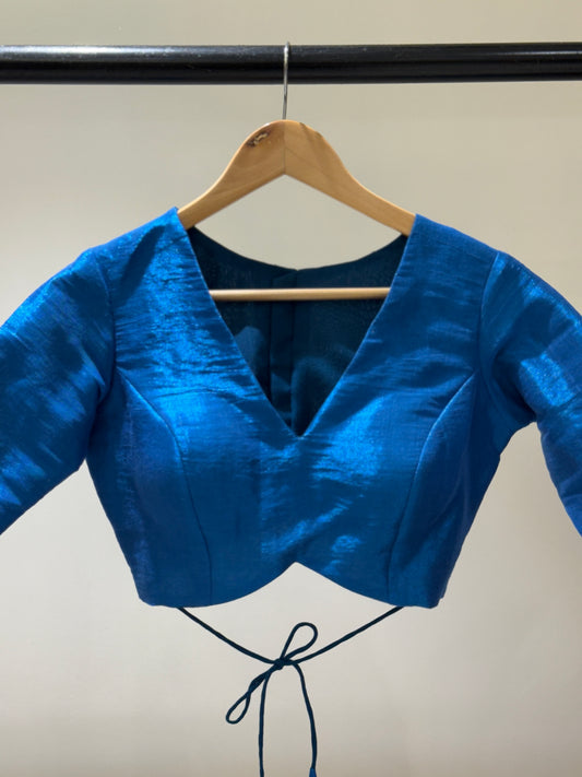 Ananda Blue Butterfly Tissue Mulmul Blouse