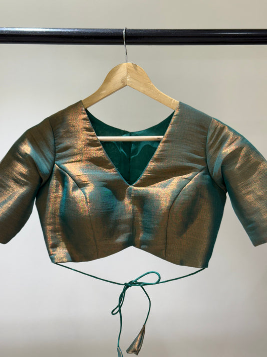 Rama Gold Butterfly Tissue Mulmul Blouse