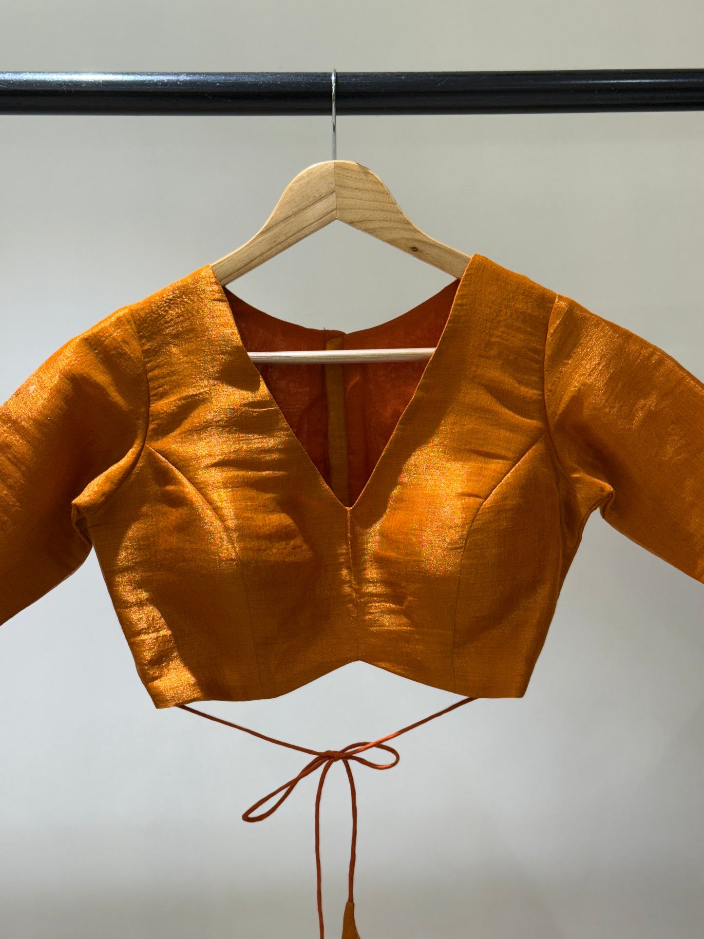Orange Butterfly Tissue Mulmul Blouse