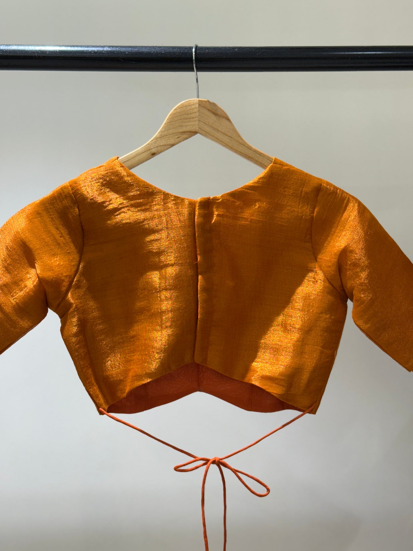 Orange Butterfly Tissue Mulmul Blouse