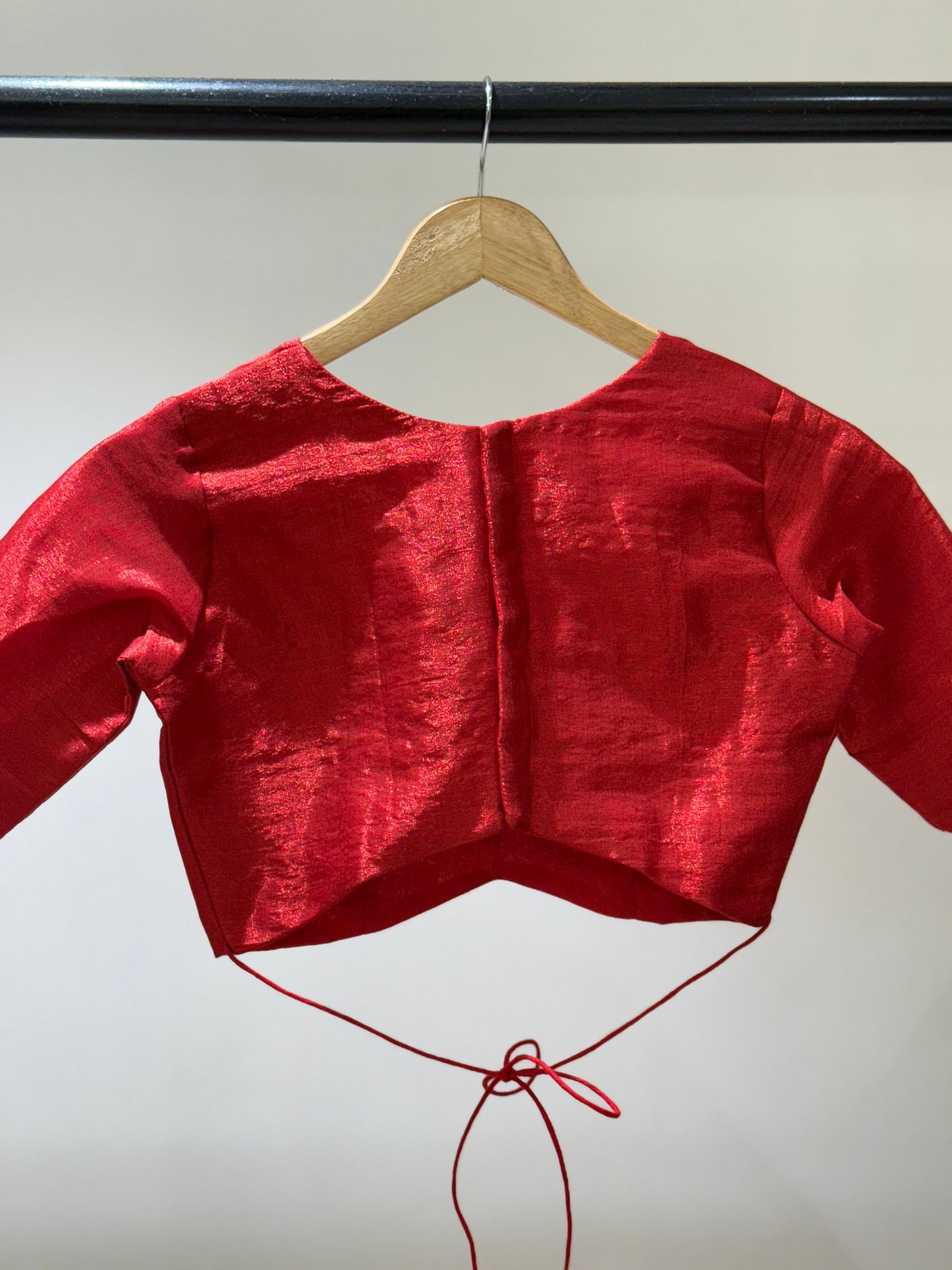 Red Butterfly Tissue Mulmul Blouse