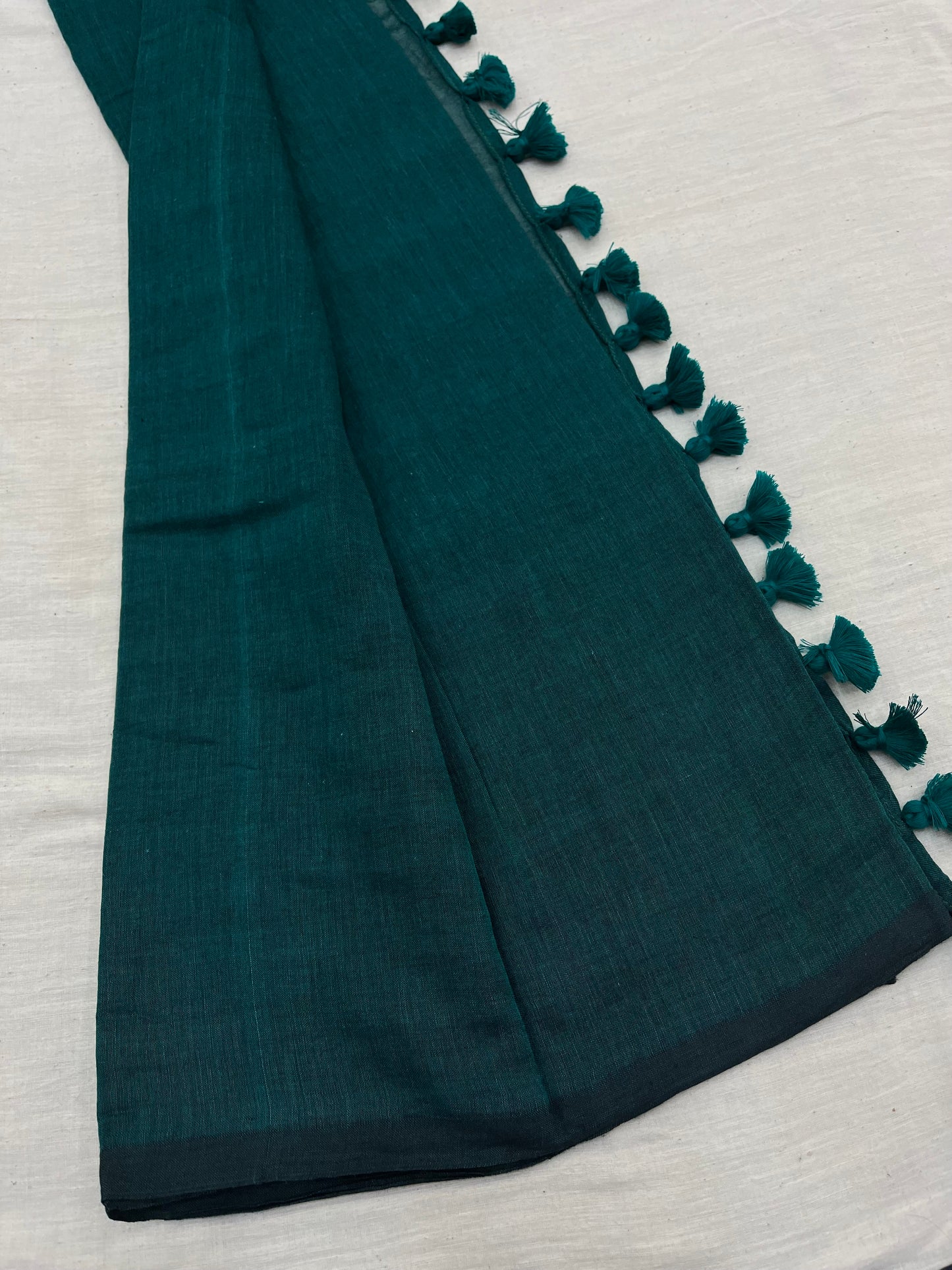 Rama Green Plain Mulmul Saree