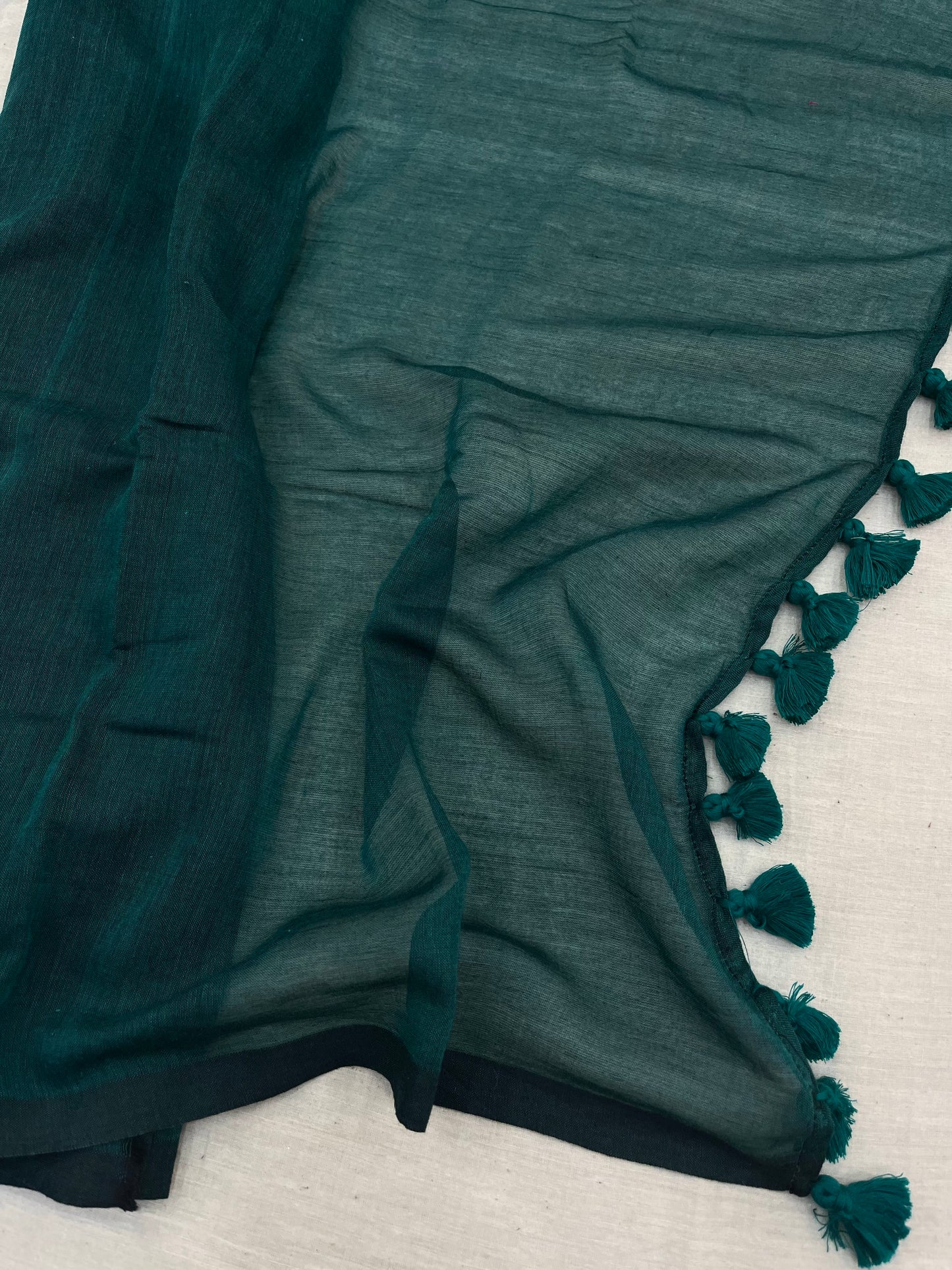 Rama Green Plain Mulmul Saree