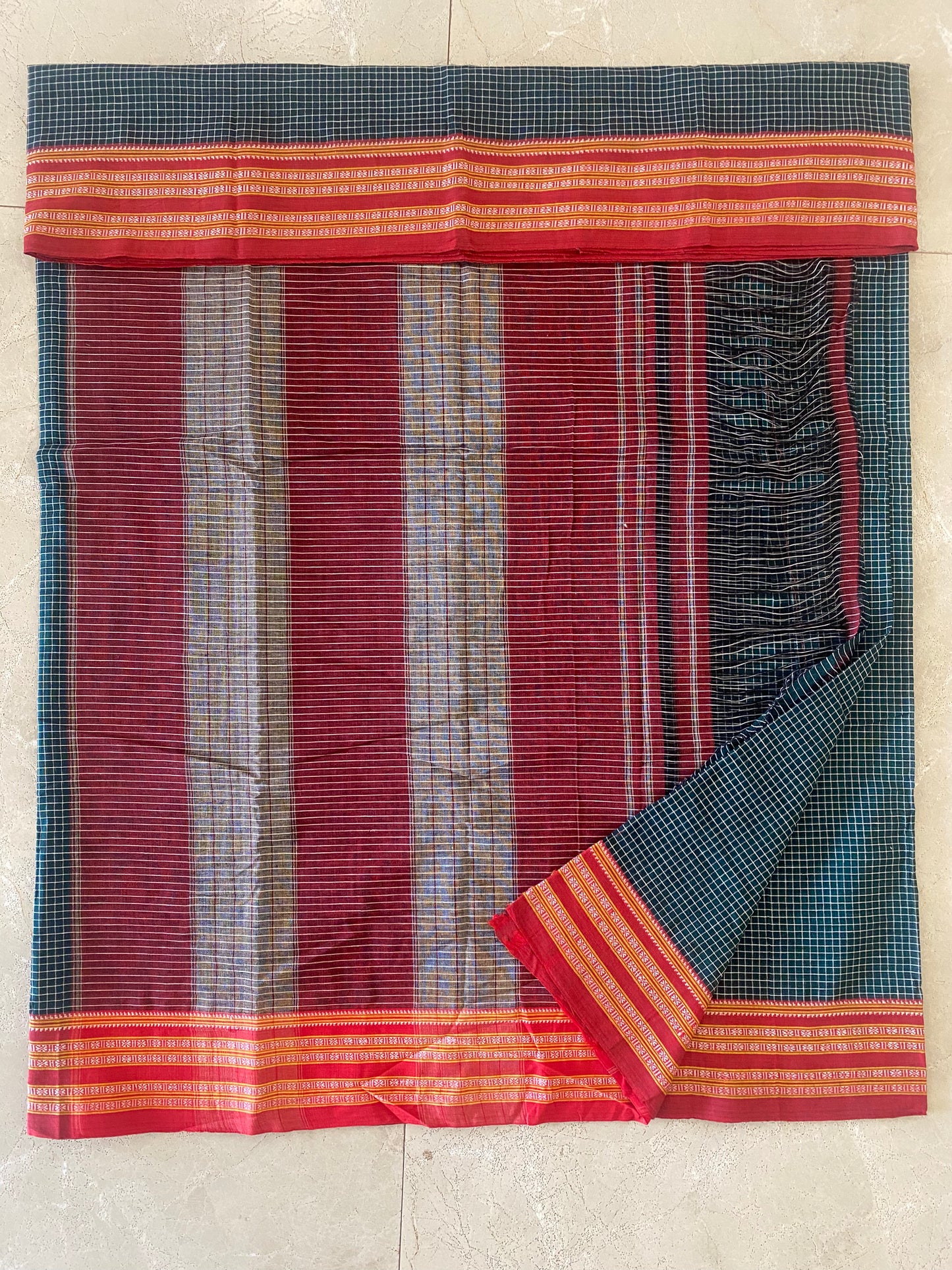 Green Gadi Dadi Border Patteda Anchu Saree