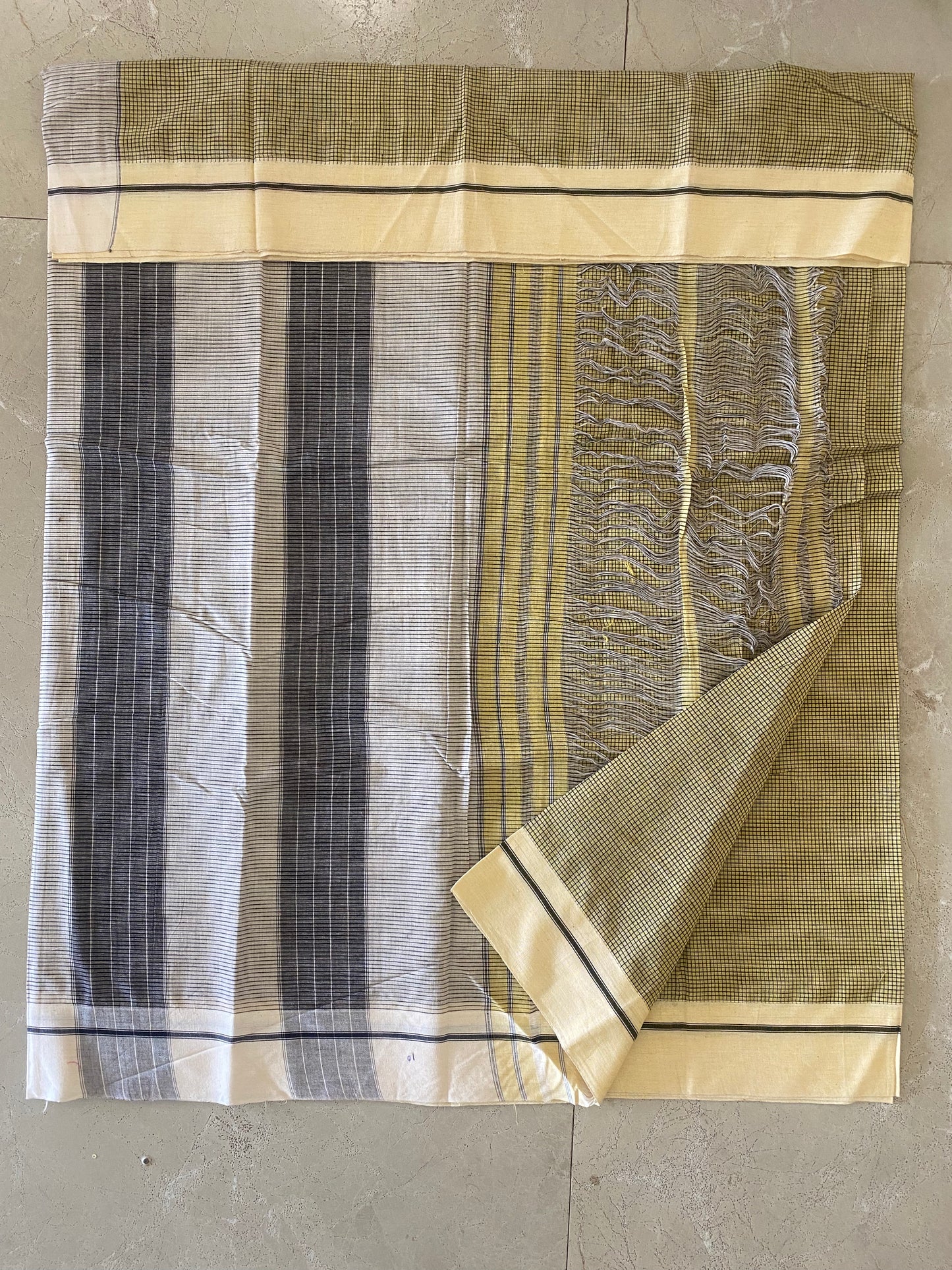 Sand Yellow Patteda Anchu Saree