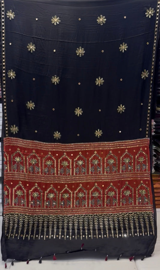 Zareena Ajrakh Handwork Saree