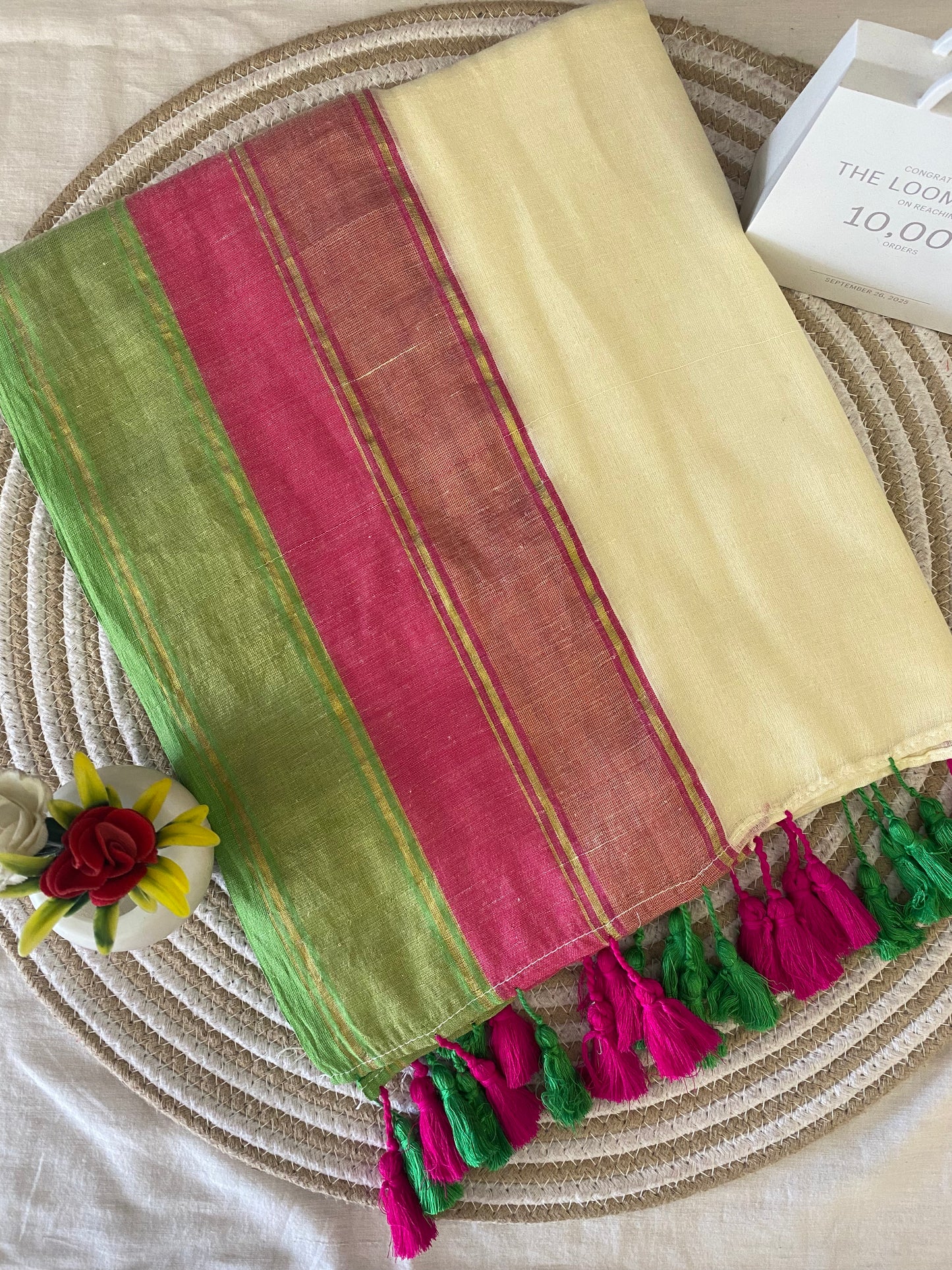 Vanshika Cream Mulmul Saree