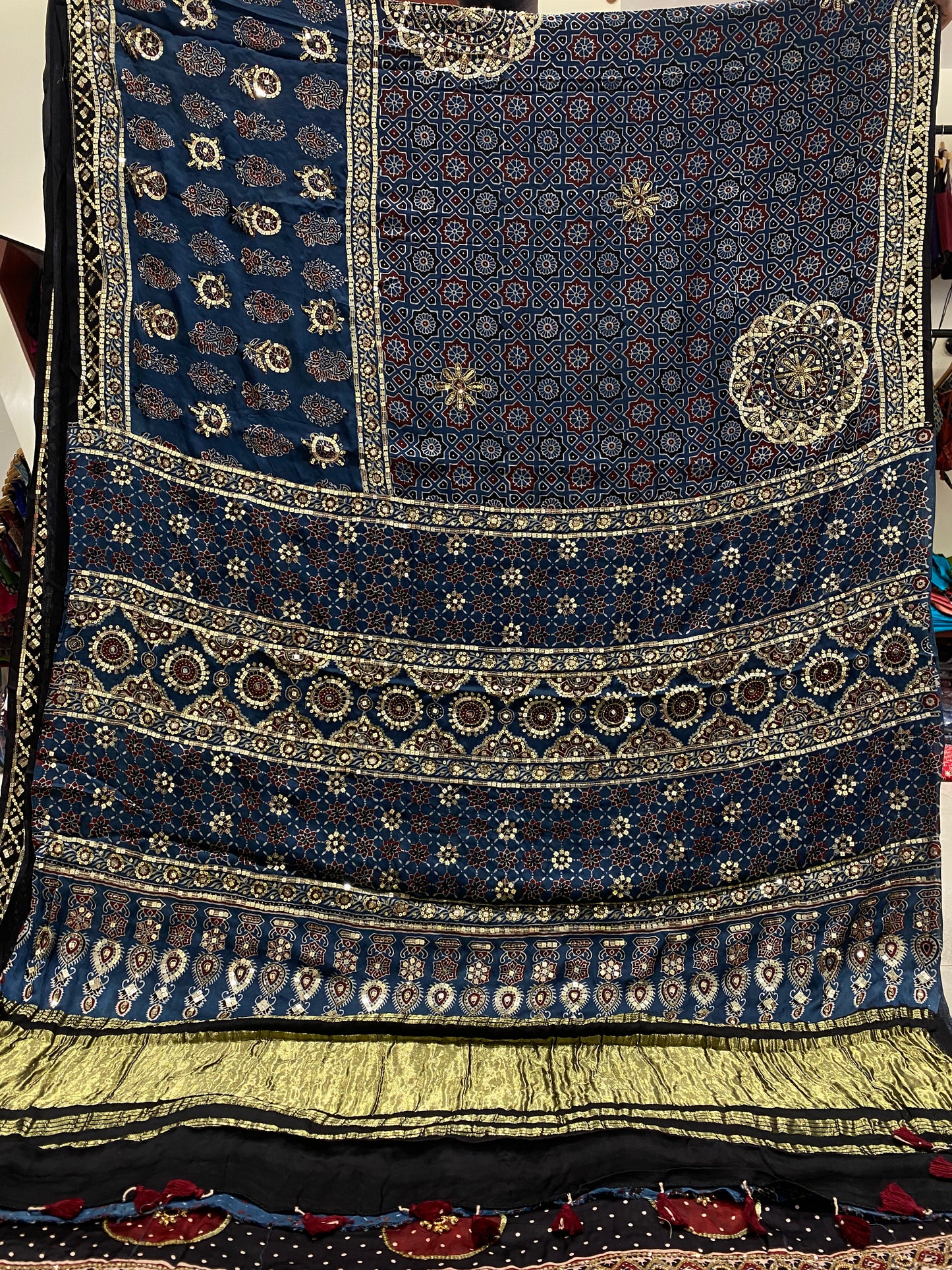 Alia Blue Ajrakh Handwork Saree (Pre Order - Dispatch Starts 15th Oct 2026)
