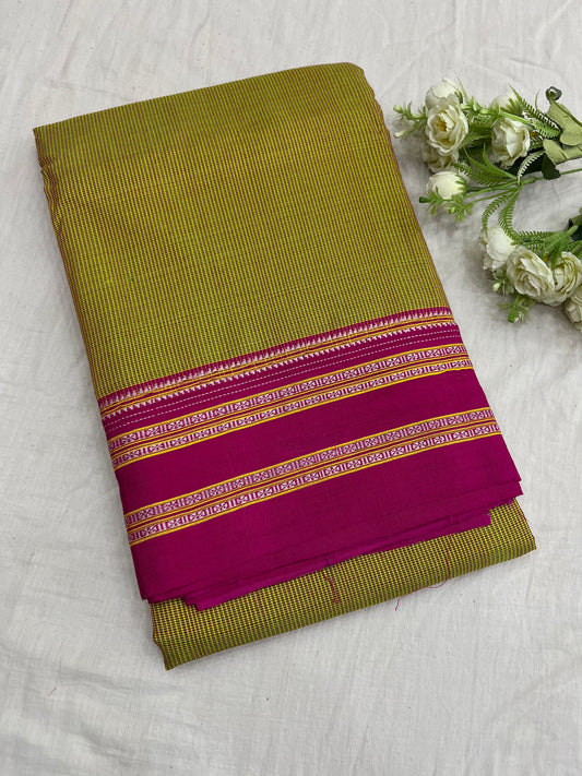 Olive Pink Micro Checks Ilkal Saree