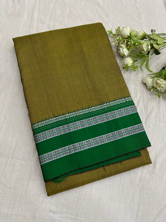 Olive Green Micro Checks Ilkal Saree