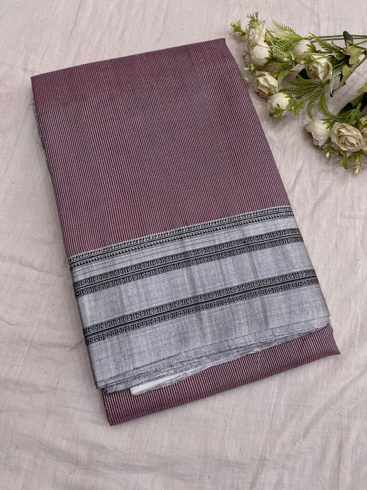 Maroon-Red Grey Micro Checks Ilkal Saree