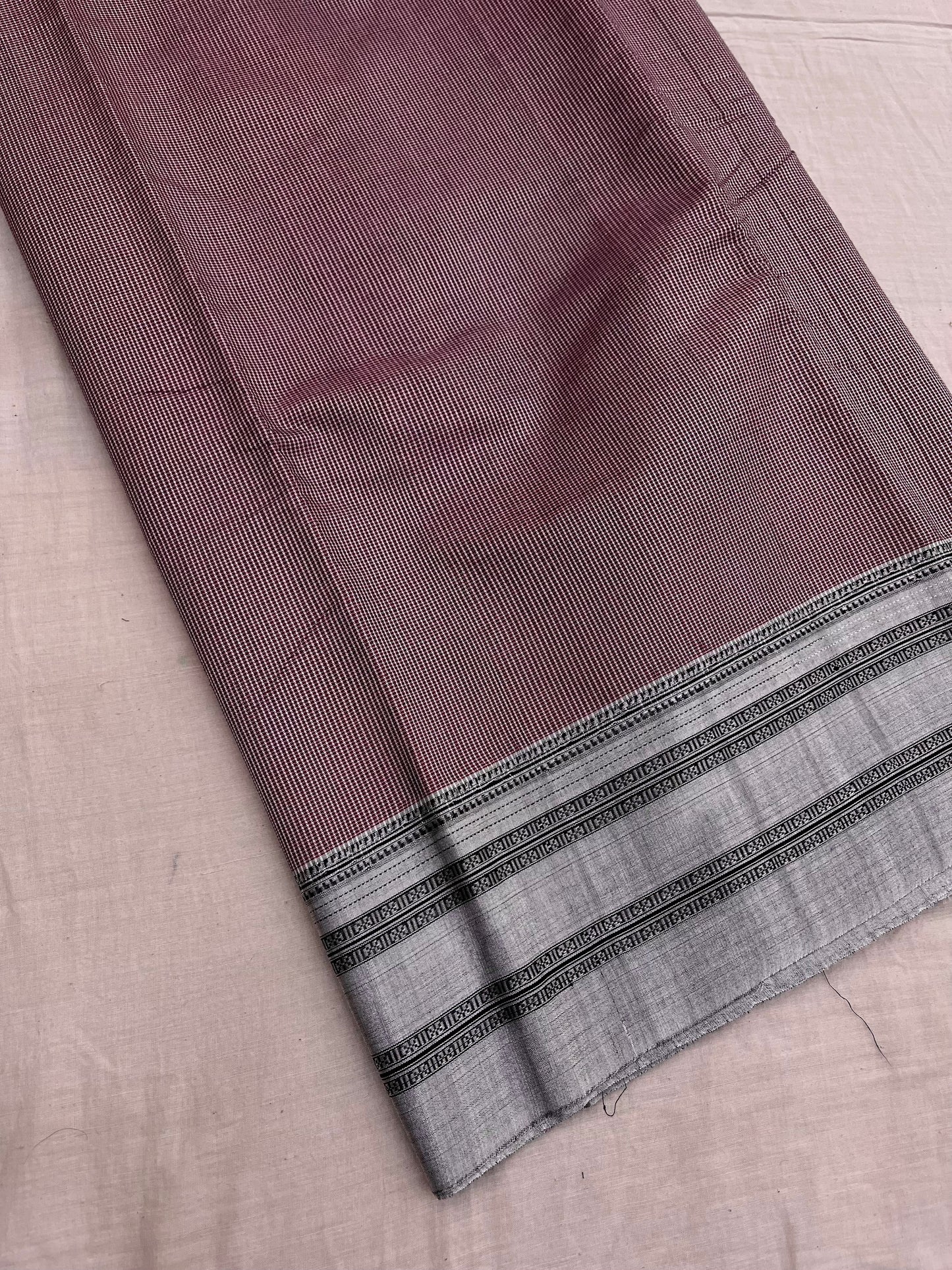 Maroon-Red Grey Micro Checks Ilkal Saree