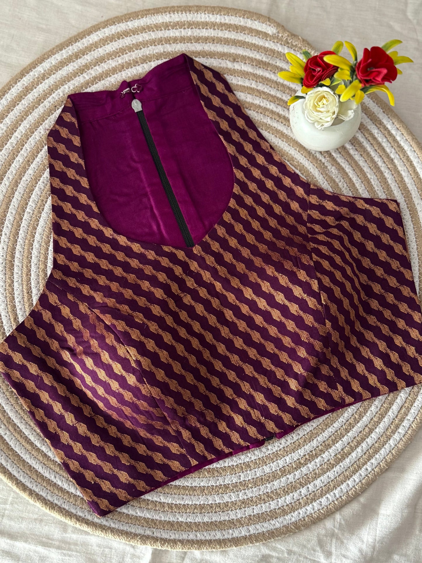 Purple. Banarasi Halter Neck Blouse