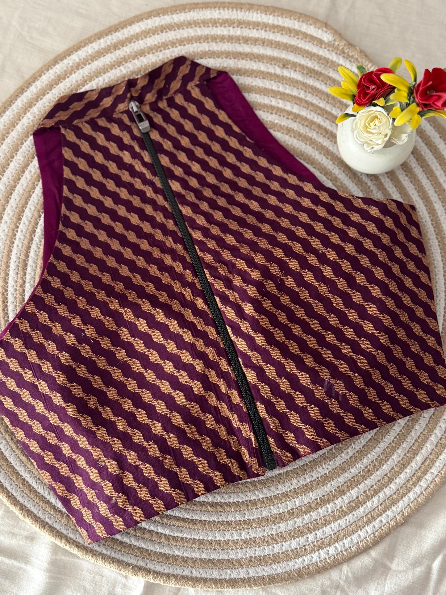 Purple. Banarasi Halter Neck Blouse