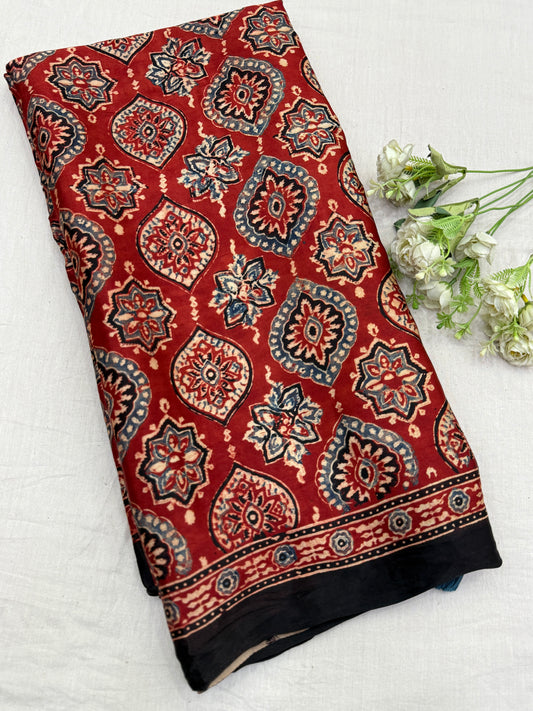 Ajrakh Lagdi Zari Pallu Saree 12